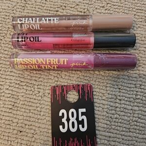 PINK Victoria's Secret Lip Oil and Tint Set - Chai Latte, Pink, Passion Fruit